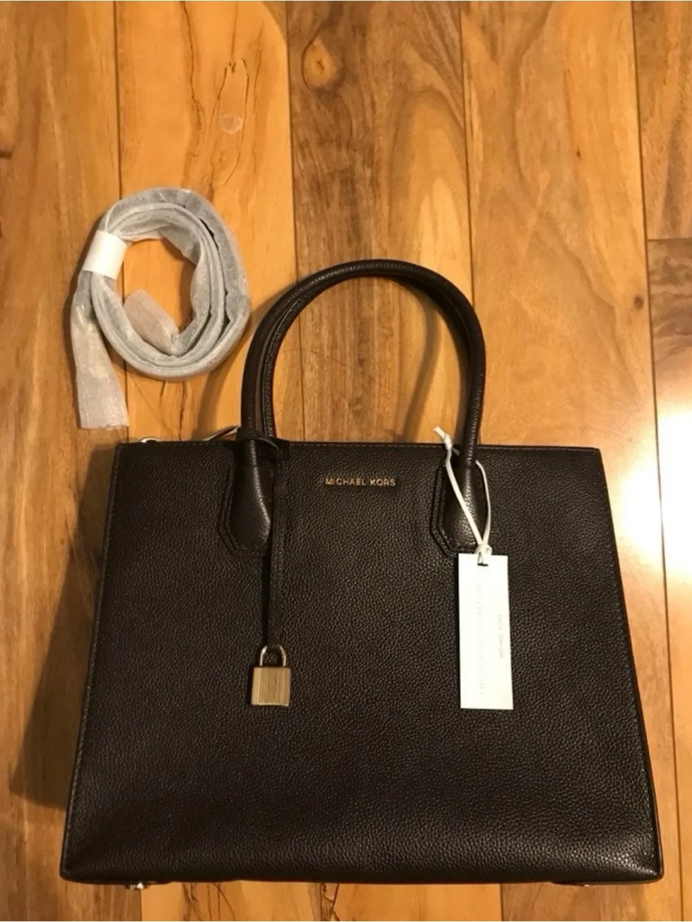 Michael Kors Brown Pebbled Leather Satchel with Gold Hardware